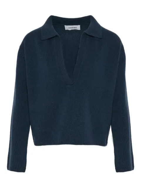 Yves Salomon shirt collar sweater Blue 25WYH50052MA6W