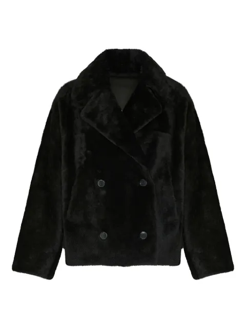 Yves Salomon double-breasted shearling jacket Black 25WYV60868MERL
