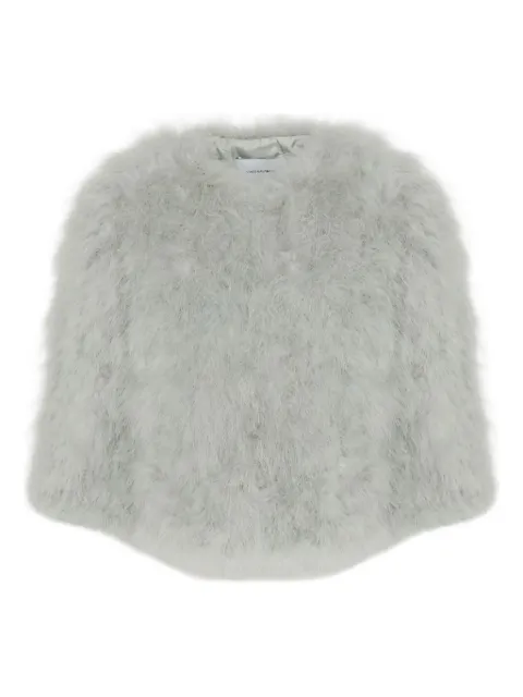 Yves Salomon turkey-feather cropped jacket Grey 23WAV15454PLUX