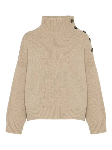 Yves Salomon high-neck button-detail sweater Neutrals 23WYH50158MA6W