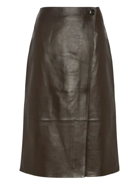 Yves Salomon leather panel midi skirt Brown 25WYJ20877APXX