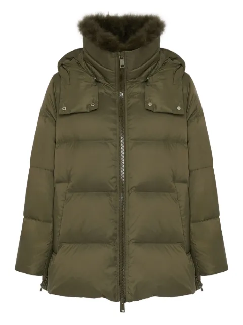 Yves Salomon lambswool-collar down jacket Green 24WFM01576M07W