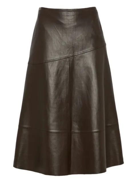 Yves Salomon flared leather midi skirt Brown 26WYJ20475APXX