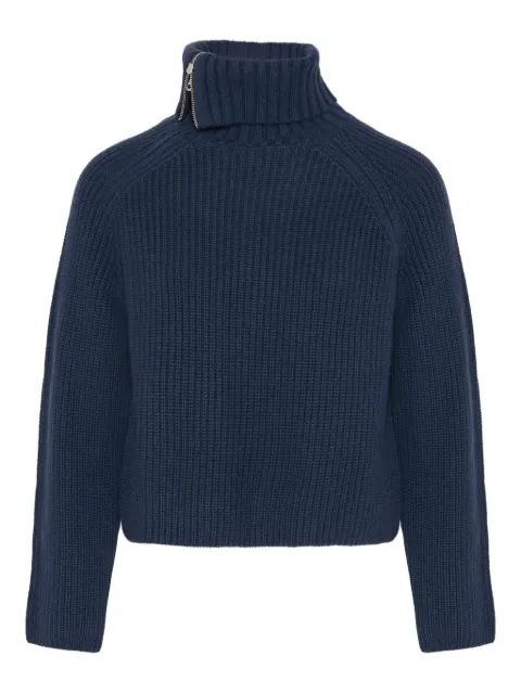 Yves Salomon zip knitted sweater Blue 26WYH50145MA6W