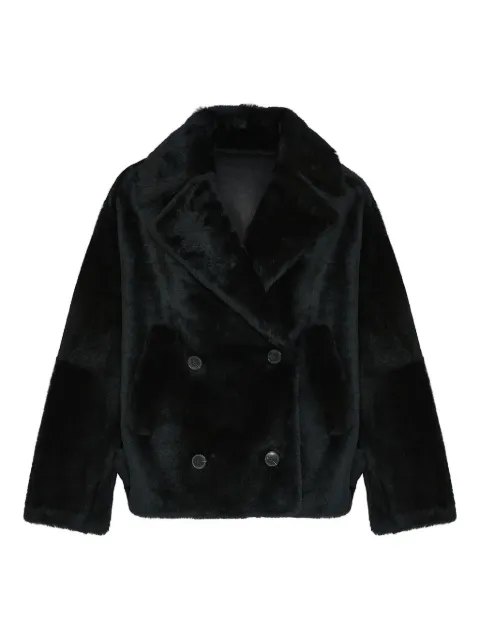 Yves Salomon shearling pea jacket Black 25WYV60868MERL