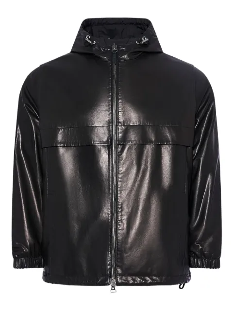 Yves Salomon hooded calfskin leather jacket Black 26WHV20669CUVL