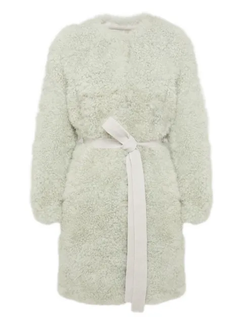 Yves Salomon shearling belted coat Blue 25WYM51090MAAG