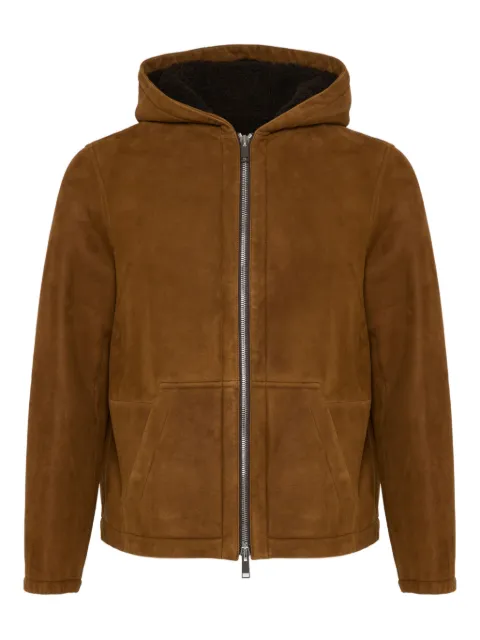 Yves Salomon hooded suede shearling jacket 25WHV60470MSBV