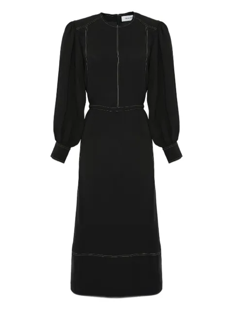 Yves Salomon drawstring-waist puff-sleeve midi dress Black 26WYR02520CRSO