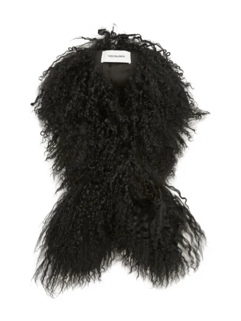 Yves Salomon lambwool scarf Black 26WAA628XXAGMO