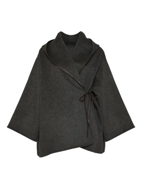 Yves Salomon hooded wrap coat Grey 26WYM06076CATL