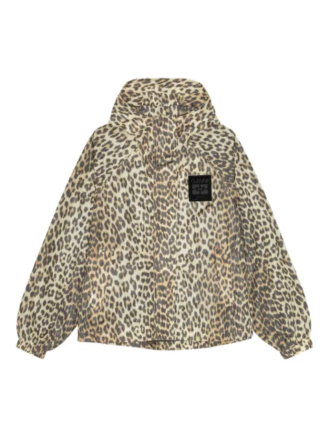 GANNI leopard-print hooded jacket Neutrals W0738