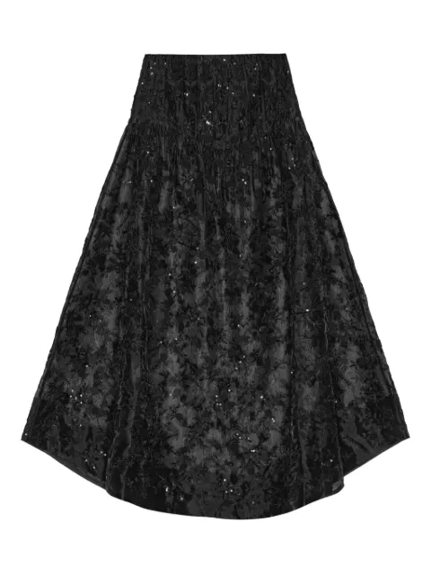 GANNI sequin-embellished floral skirt Black W0645