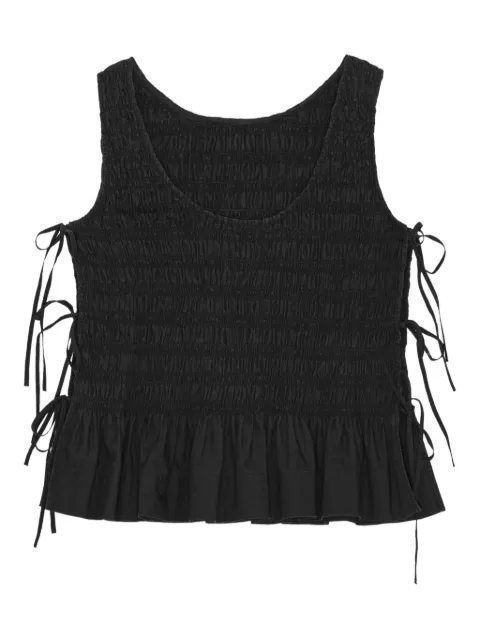GANNI black cotton smock tie top Black W0565