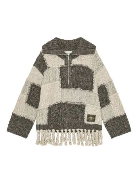 GANNI panelled sweater Grey K2508