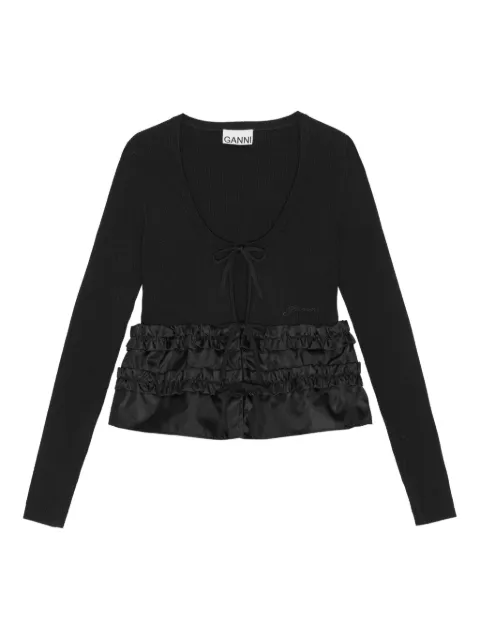 GANNI ruffle-hem blouse Black K2510