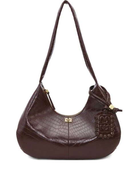 GANNI brown croco medium shoulder bag Brown A7166