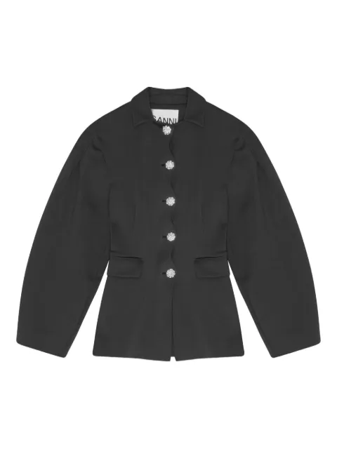 GANNI balloon-sleeve jacket Black W0516
