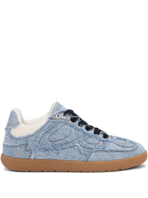 GANNI raw-edge panelled sneakers Blue S3084