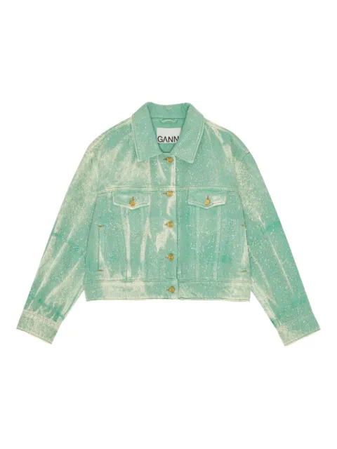 GANNI crystal-embellished jacket Green J1736