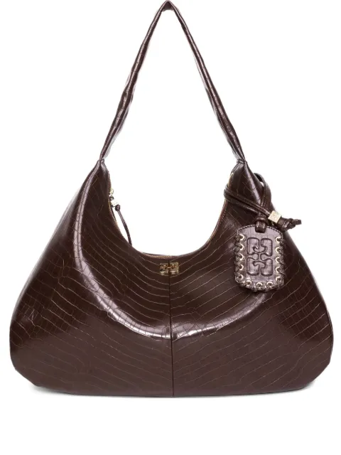 GANNI crocodile-embossed shoulder bag Brown A6801