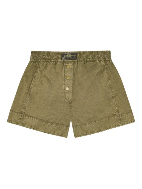 GANNI washed cotton shorts Green W0671