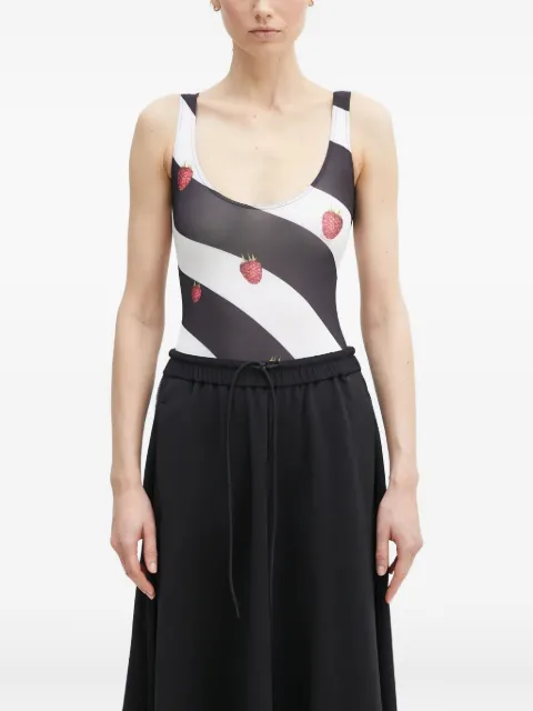 Fiorucci raspberry-print striped bodysuit Black W02SPTBO292LY01MU01