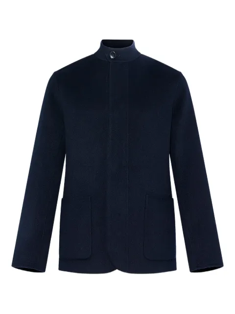 Yves Salomon wool cashmere high-neck blazer Blue 26WHV04475B12W