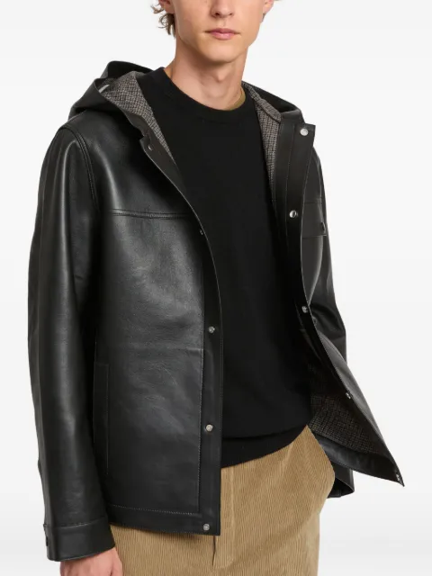 Yves Salomon Flannel Lined Leather Hoodie Black 26WHV20074APTI