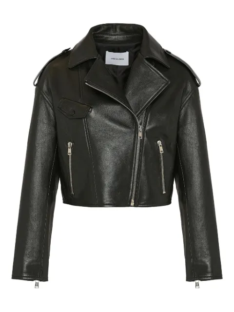 Yves Salomon lambskin biker jacket Black 26WYV21050AGAN