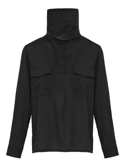 Yves Salomon high-neck blouse Black 26WYH06767VOLA