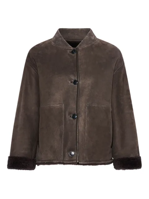 Yves Salomon suede shearling varsity jacket Grey 26WYV61062MSBV