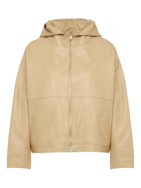 Yves Salomon hooded leather jacket Neutrals 23EYV20161APXX