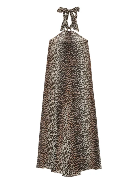 GANNI leopard-print halter dress Neutrals F9776