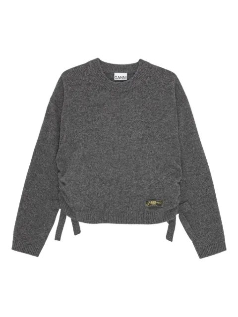 GANNI ruched-detail sweater Grey K2569