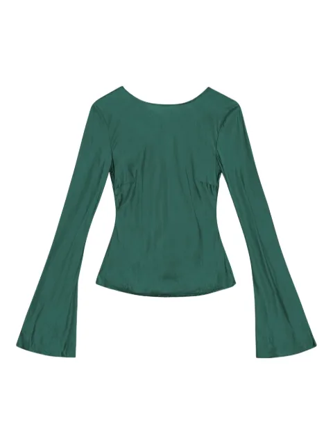 GANNI satin blouse Green W0740