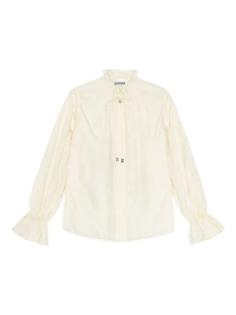 GANNI ruffled-cuff blouse Neutrals W0928