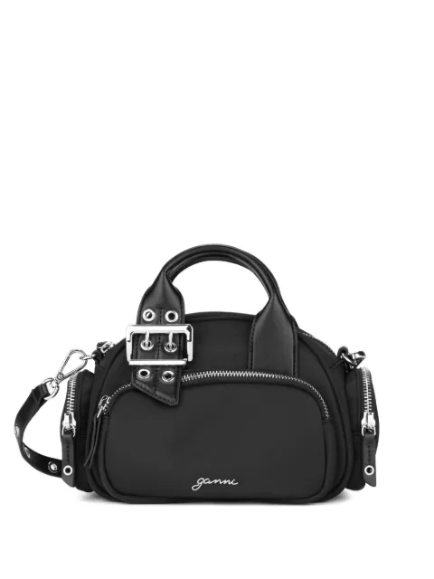 GANNI logo-print tote bag Black A6738