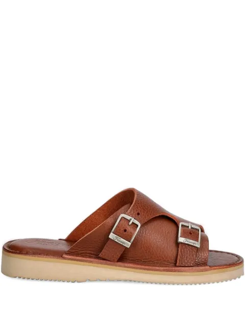 Fracap buckle leather slides Brown D110
