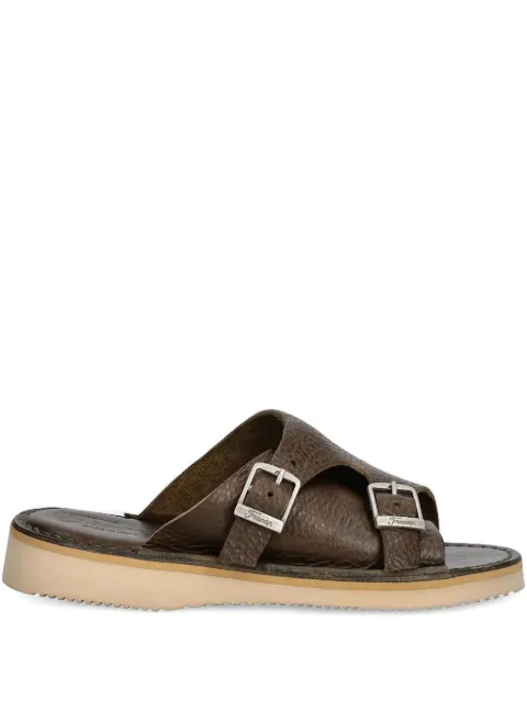Fracap double-buckle leather sandals Brown D110