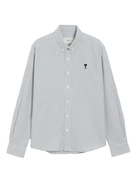 AMI Paris de Coeur monogram striped-pattern shirt White HSH763CO0087
