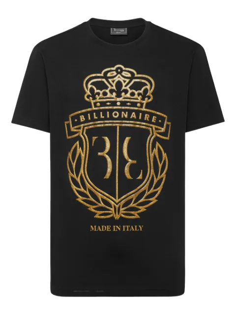 Billionaire Crest round-neck T-shirt Black WAECMTK8340BTE014N