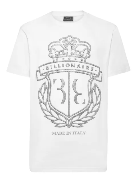 Billionaire Crest round-neck T-shirt White WAECMTK8340BTE014N