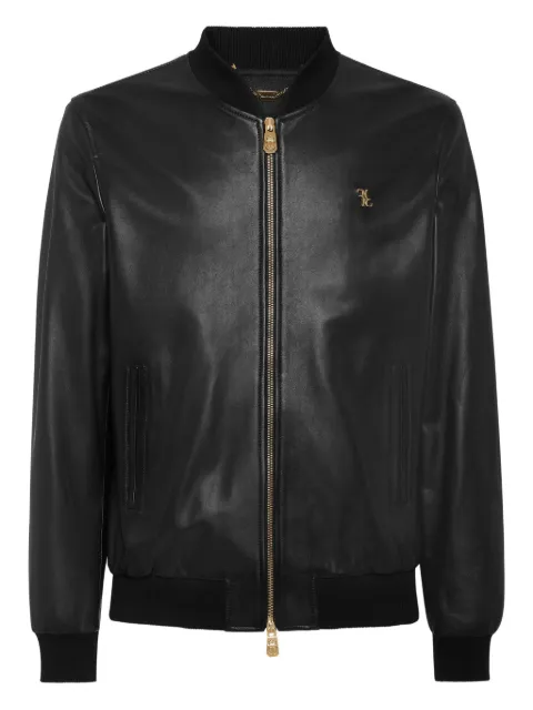 Billionaire leather bomber jacket Black WAECMLB2007BLE001N