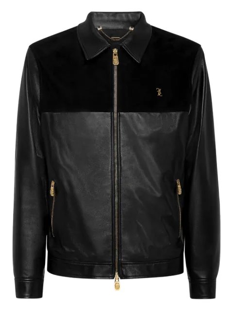 Billionaire leather bomber jacket Black WAECMLB1999BLE014N
