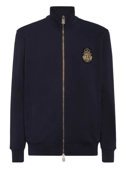 Billionaire logo-patch zip-up sweatshirt Blue WAECMJB3730BTE004N