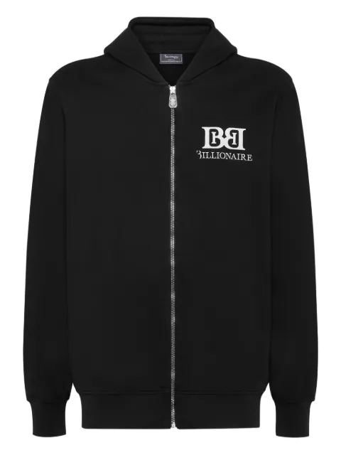 Billionaire logo-print zip-up hoodie Black WAECMJB3729BTE004N