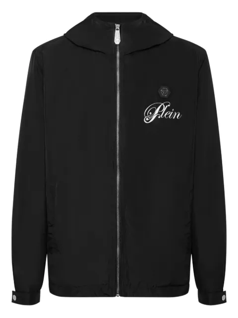 Philipp Plein hooded logo-print windbreaker Black FAECMRB2879PNY002N