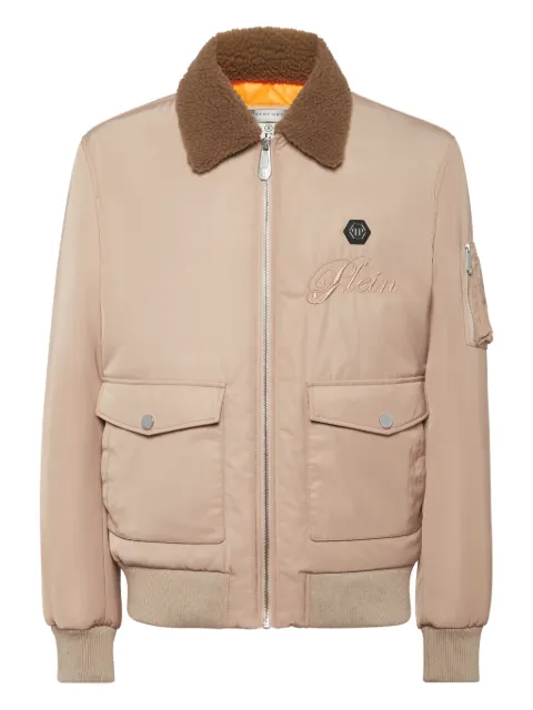 Philipp Plein shearling-collar bomber jacket Neutrals FAECMRB2876PNY002N