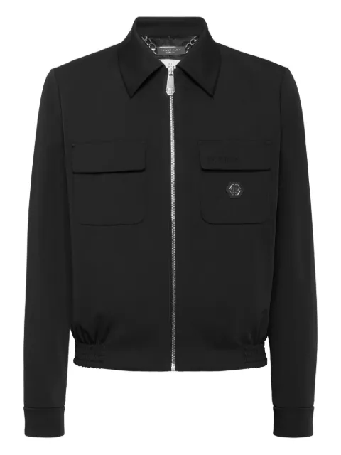 Philipp Plein logo-plaque jacket Black FAECMRB2841PNY002N